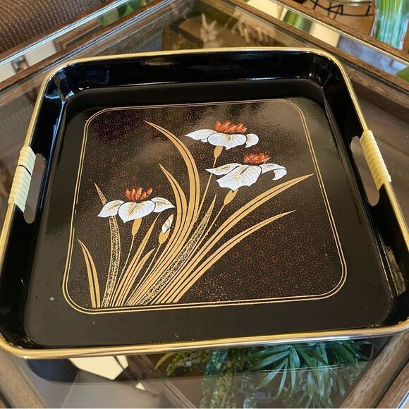 Set of 3 Black Asahi Laquer Ware Serving Trays - Picture 2 of 6